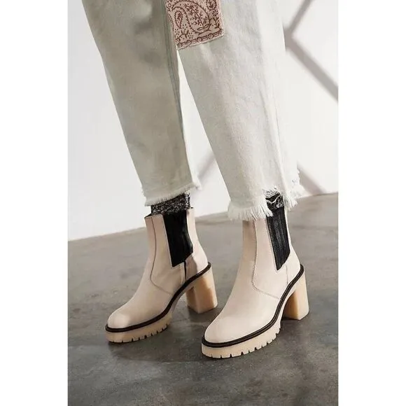 NEW FREE PEOPLE Sz 37.5 7.5 JAMES CHELSEA BOOTS IN BONE