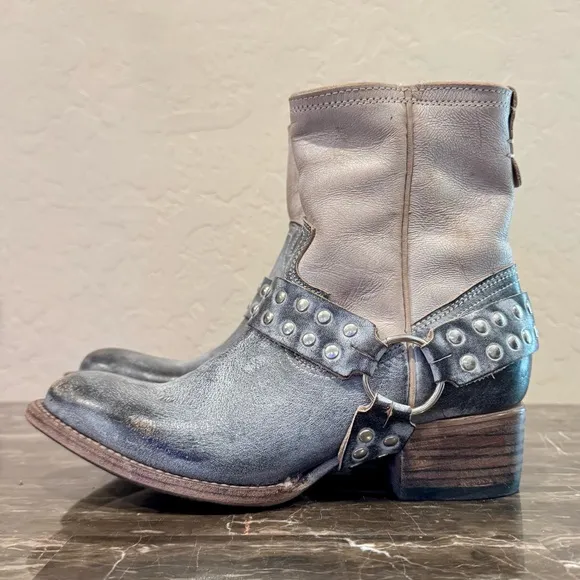 NEW Freebird Ramone “Ice Multi” Leather Harness Ankle Boots