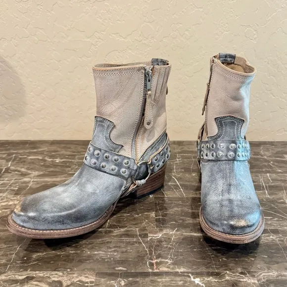 NEW Freebird Ramone “Ice Multi” Leather Harness Ankle Boots