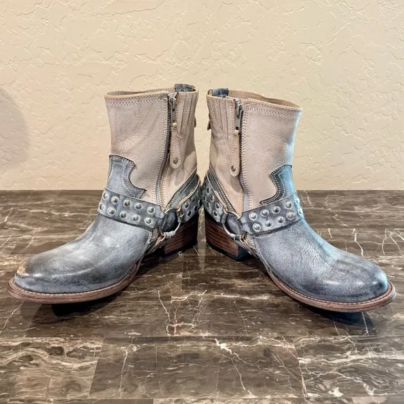 NEW Freebird Ramone “Ice Multi” Leather Harness Ankle Boots