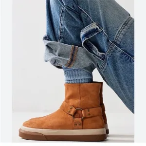 NEW Free People Bodhi Harness Sneaker Bootie Brown Suede boots size 10