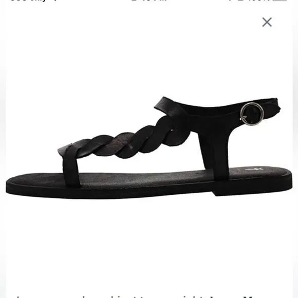 New! FRYE Sydney Braided Black Leather Ankle Strap Sandals Size 10