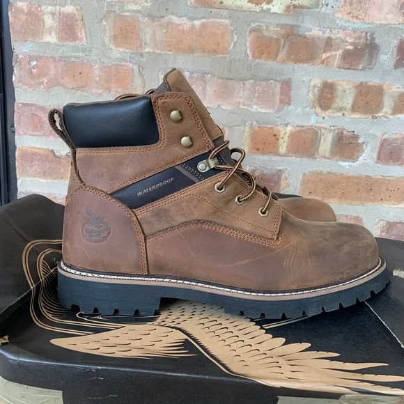 New‎ Georgia Boots Waterproof 6” Brown Leather Work Boots Size 14M Lace Up B