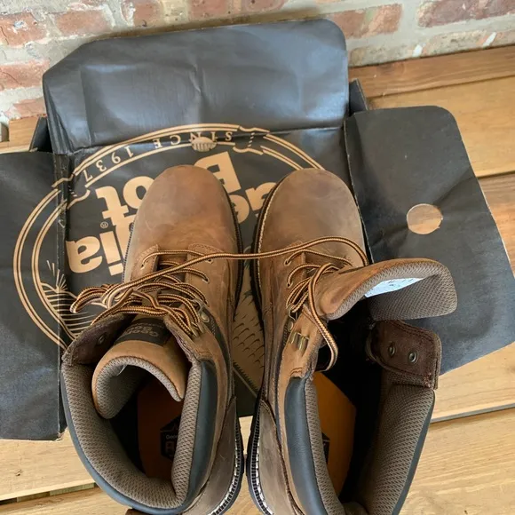 New‎ Georgia Boots Waterproof 6” Brown Leather Work Boots Size 14M Lace Up B