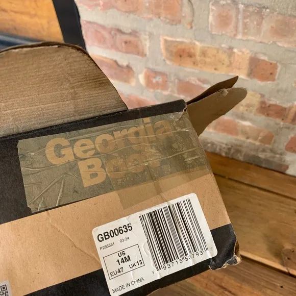 New‎ Georgia Boots Waterproof 6” Brown Leather Work Boots Size 14M Lace Up B