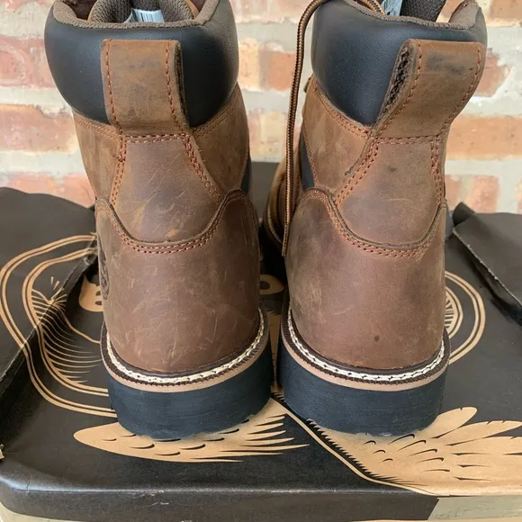 New‎ Georgia Boots Waterproof 6” Brown Leather Work Boots Size 14M Lace Up B