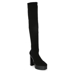 NEW Gianni Bini Jarvis Stretch Thick Knit Over-the-Knee Platform Boots in Black
