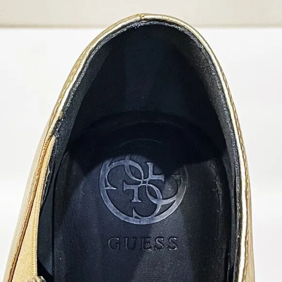 NEW Guess 9 Ondrea Leather Pointed Toe Classic Pumps Gold Shootie Heels Bootie