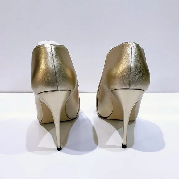 NEW Guess 9 Ondrea Leather Pointed Toe Classic Pumps Gold Shootie Heels Bootie