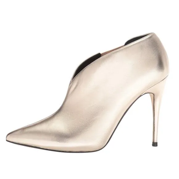 NEW Guess 9 Ondrea Leather Pointed Toe Classic Pumps Gold Shootie Heels Bootie