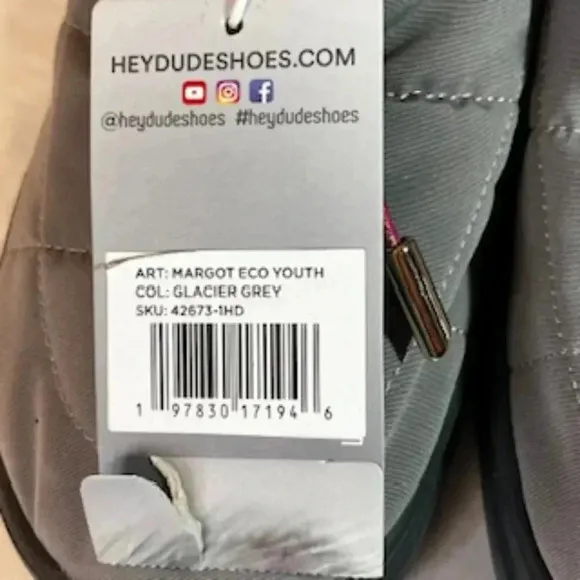 NEW Hey Dude Gray Margot Eco Lightshell Girls Sneakers Booties Shoes NWT