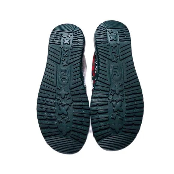 NEW HEY DUDE WALLY HOLIDAY CHEERS SLIP ON SHOES GREEN MULTI MENS‎ 8