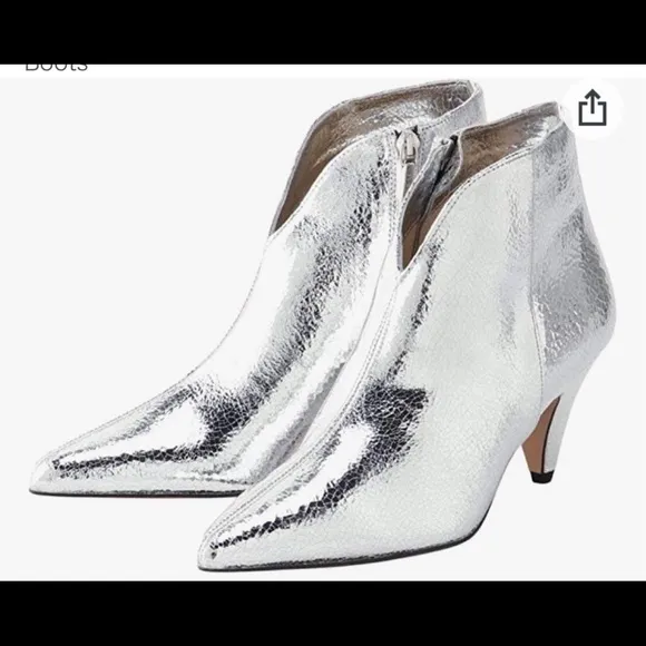 NEW IVYLEE COPENHAGEN VIVIAN V-Cut Boots in silver EU 36 US 6