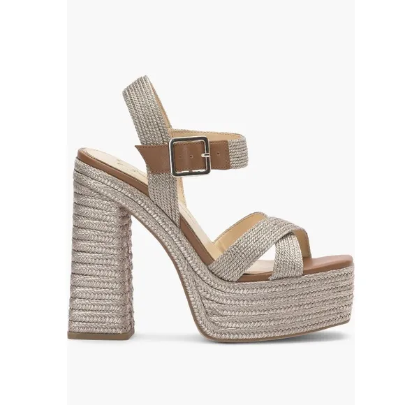 NEW Jessica Simpson Brycen Metallic Platino 02 Platform Sandals Women’s Size 10
