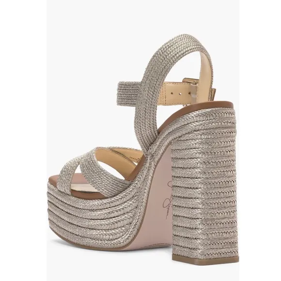 NEW Jessica Simpson Brycen Metallic Platino 02 Platform Sandals Women’s Size 10