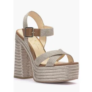 NEW Jessica Simpson Brycen Metallic Platino 02 Platform Sandals Women’s Size 10