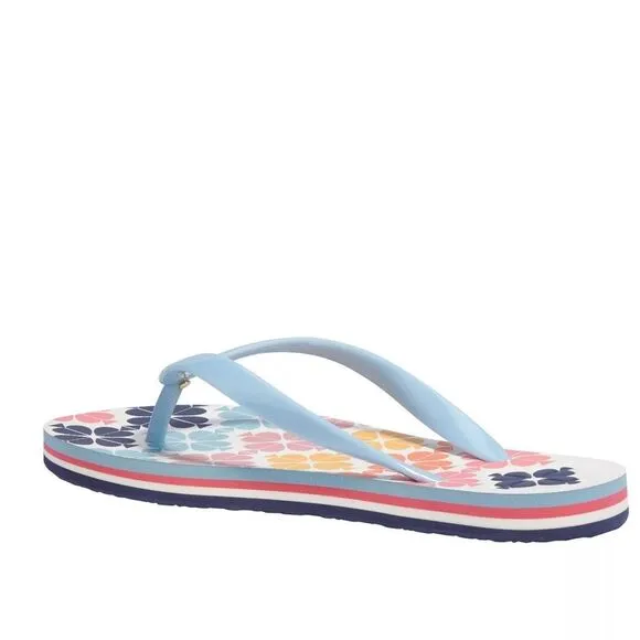 New! KATE SPADE Logo Floral Flyaway Flip Flop Thong Sandals Size 7 Spade Flower