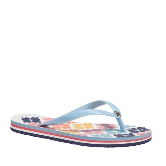 New! KATE SPADE Logo Floral Flyaway Flip Flop Thong Sandals Size 7 Spade Flower