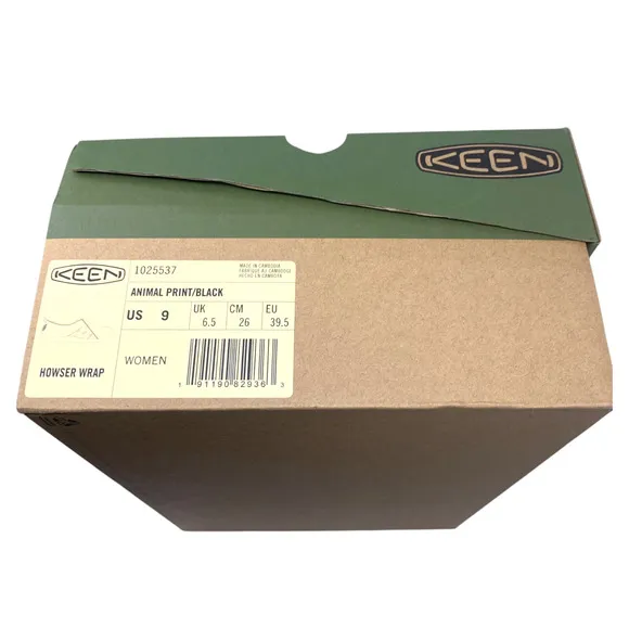 New Keen Howser Wrap Women's Sz 9 Animal Print/Black Slip On Comfort Shoes Boxed
