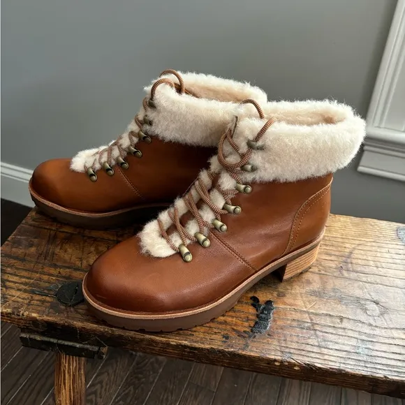 New Kork-Ease Winslet Brown Ambra/Fig Genuine Shearling Winter Hiker Boot, 8.5 M