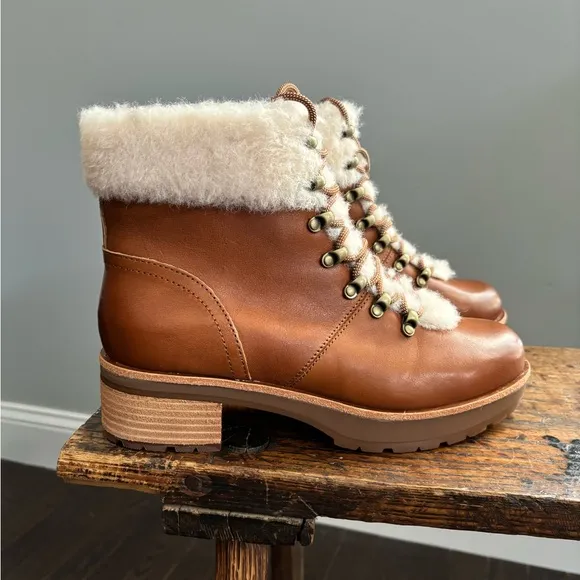 New Kork-Ease Winslet Brown Ambra/Fig Genuine Shearling Winter Hiker Boot, 8.5 M