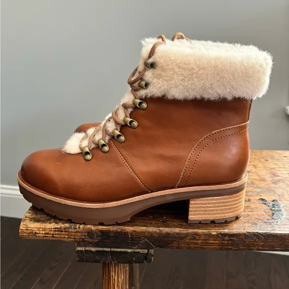New Kork-Ease Winslet Brown Ambra/Fig Genuine Shearling Winter Hiker Boot, 8.5 M