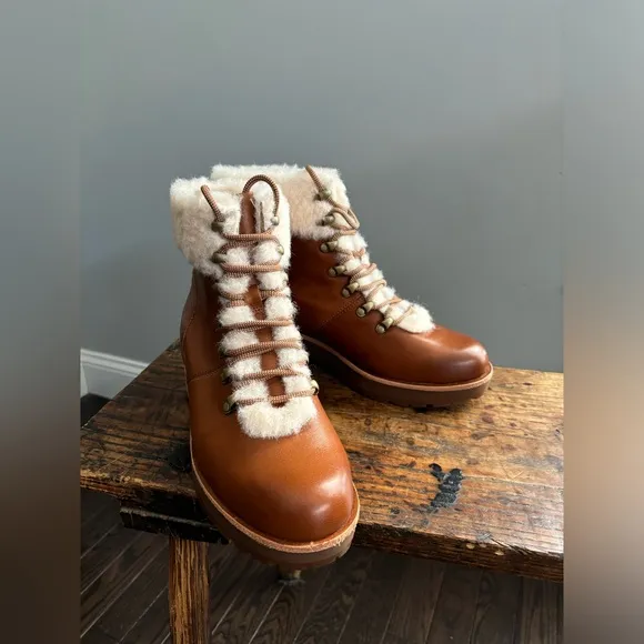 New Kork-Ease Winslet Brown Ambra/Fig Genuine Shearling Winter Hiker Boot, 8.5 M