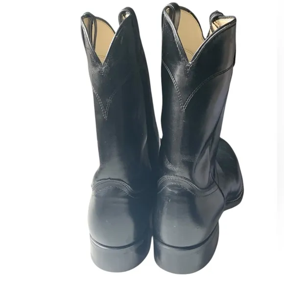 NEW LAREDO VAUGHN Men’s Black Leather Round Toe Smooth Western Cowboy Boots