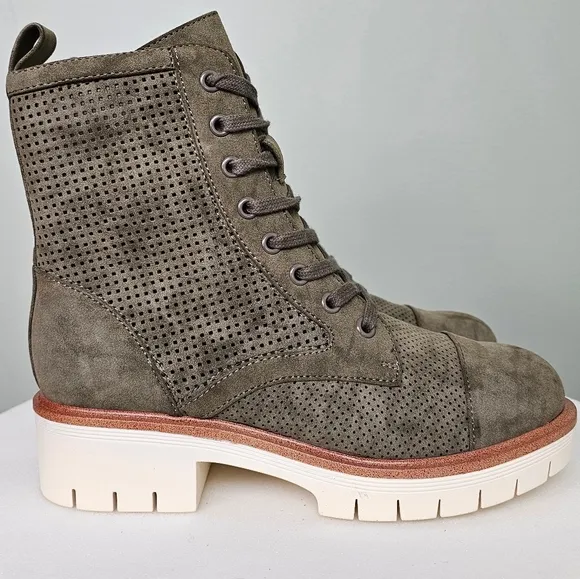 New Mia Havenn Combat Lace Up Ankle Boots Olive Green Women's Size 6.5