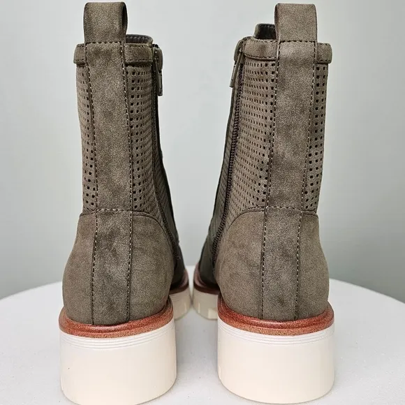 New Mia Havenn Combat Lace Up Ankle Boots Olive Green Women's Size 6.5