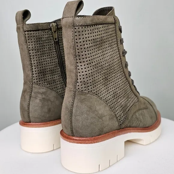 New Mia Havenn Combat Lace Up Ankle Boots Olive Green Women's Size 6.5