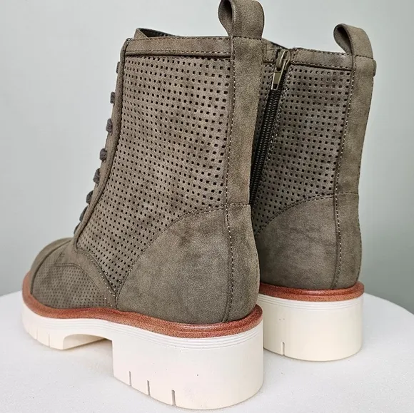 New Mia Havenn Combat Lace Up Ankle Boots Olive Green Women's Size 6.5