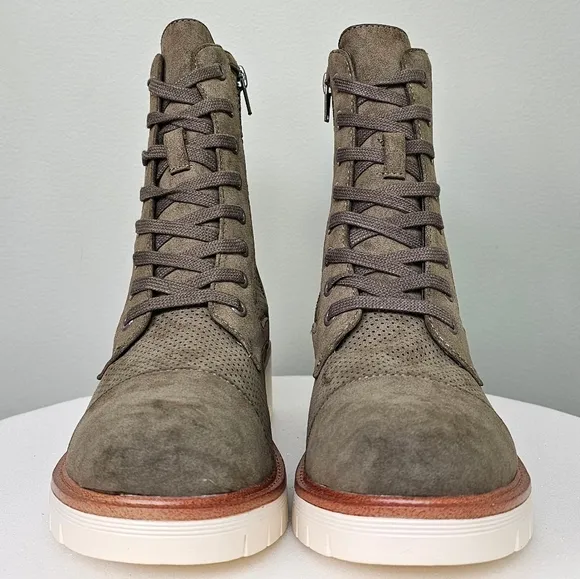 New Mia Havenn Combat Lace Up Ankle Boots Olive Green Women's Size 6.5