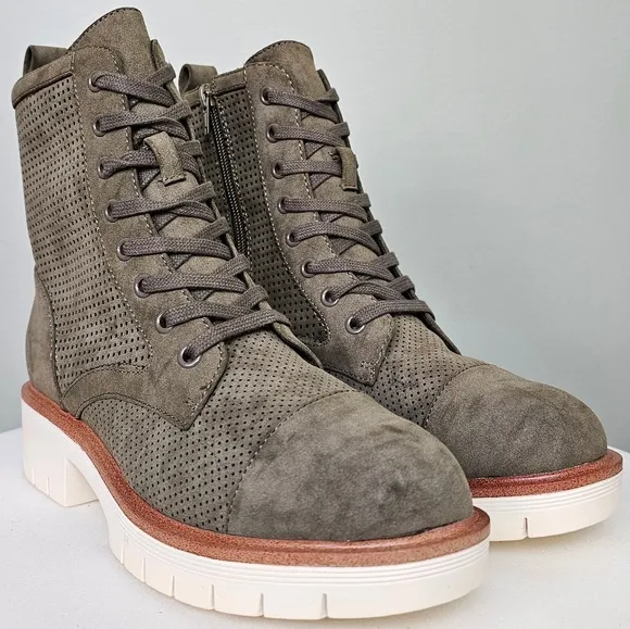New Mia Havenn Combat Lace Up Ankle Boots Olive Green Women's Size 6.5