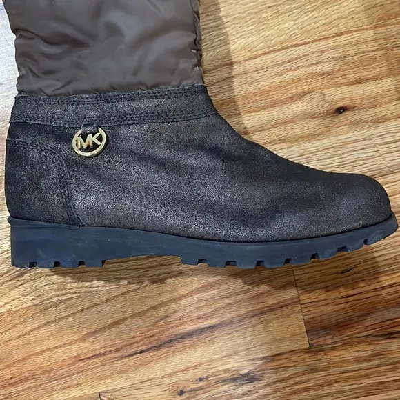 NEW Michael Kors Women's Brandy Snow Boot Tall Leather Boots  Faux Fur 10 Bronze