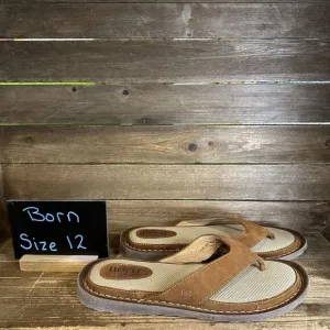New NWOB Mens‎ Born Bermuda Brown Suede Comfort Flip Flops Sandals Size 12 M