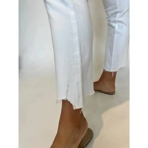 NEW PAIGE denim accent jean in white