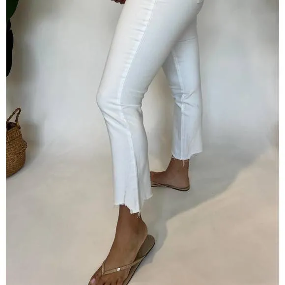 NEW PAIGE denim accent jean in white