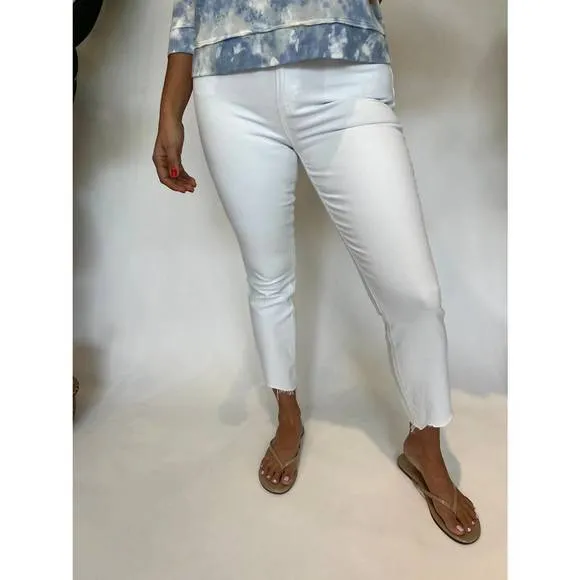 NEW PAIGE denim accent jean in white