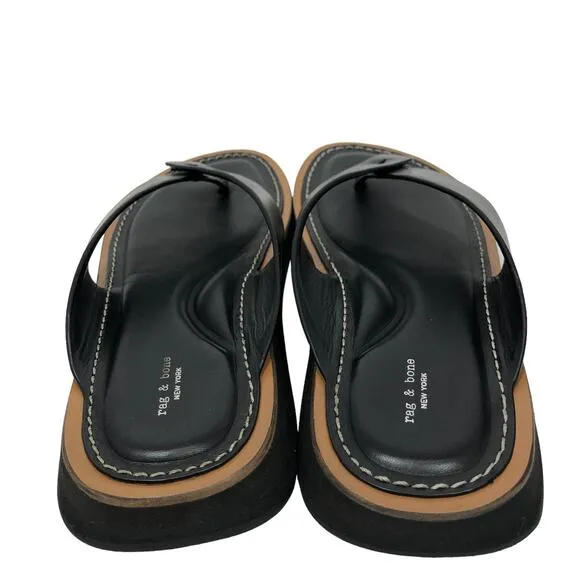 NEW Rag &amp; Bone Parker Thong Sandals Womens 5 EU 35 Leather Flip Flops Black