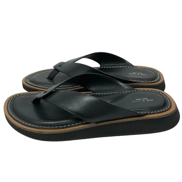 NEW Rag &amp; Bone Parker Thong Sandals Womens 5 EU 35 Leather Flip Flops Black