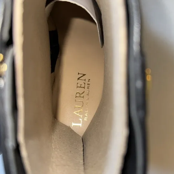 NEW Ralph Lauren Black Wedge Ankle Boot In Size 6