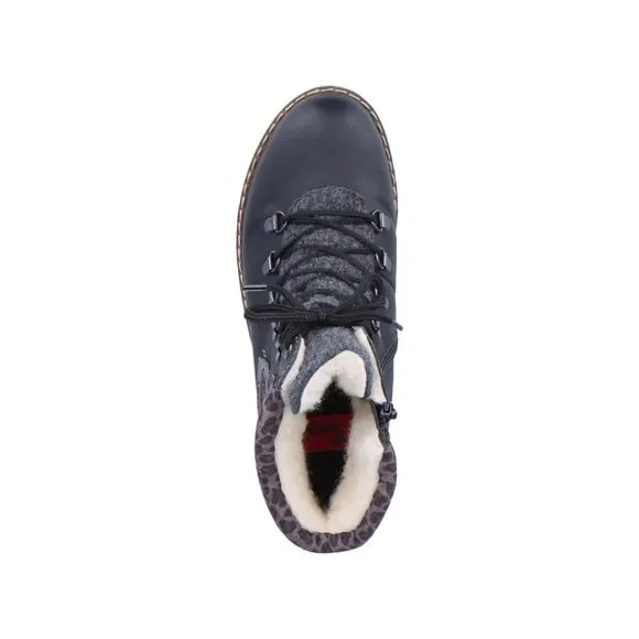NEW RIEKER Lace Up Comfort Boots black for women 462mn