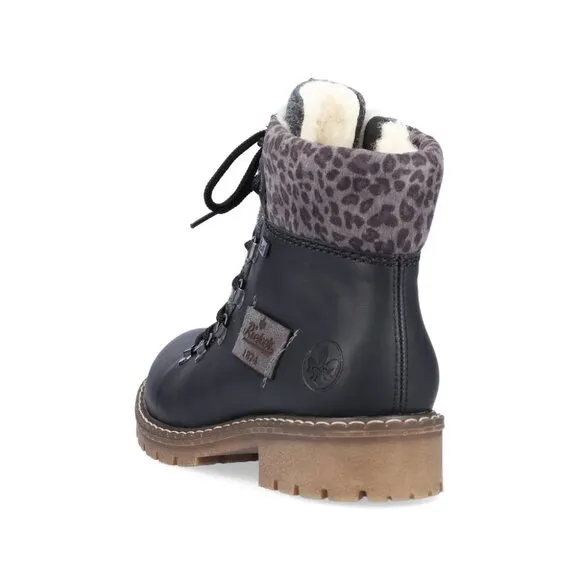 NEW RIEKER Lace Up Comfort Boots black for women 462mn