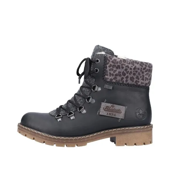 NEW RIEKER Lace Up Comfort Boots black for women 462mn
