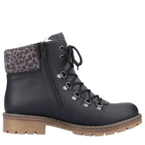 NEW RIEKER Lace Up Comfort Boots black for women 462mn