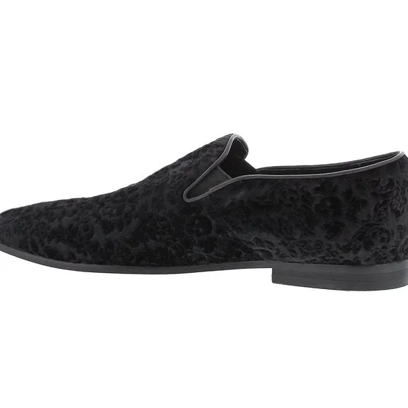 NEW Robert Graham Sonoma Velvet Loafer! 8  Black Venetian Embossed Skulls Floral
