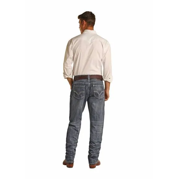 NEW ROCK &amp; ROLL DENIM double barrel relaxed stackable boot jean in medium vintag