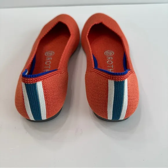 NEW Rothy's The Flat in Persimmon Marina Heel Stripe - Size 6