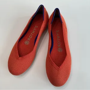 NEW Rothy's The Flat in Persimmon Marina Heel Stripe - Size 6
